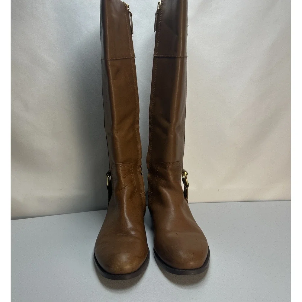 Lauren Ralph Lauren Bernadine Riding Boots Womens 9.5B Tan Leather Knee High